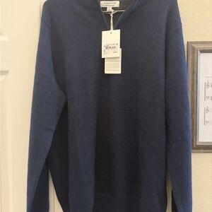Nordstrom Men's 100% Cashmere Quarter Zip-Up Sweater - Navy Blue